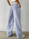 GO-STONE Women's Casual Striped Woven Wide Leg Pants Fall Winter 2026 Casual Stylish Full Length Trousers Y2K Clothes Streetwear