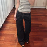 GO-STONE American Retro Low Waist Wide Leg Jeans Women's Summer Autumn Loose Drapey Tall Extended Length Hot Girls Wide Leg Pants