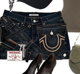 GO-STONE New Y2k Denim Skirt Womens Harajuku Retro Letter Embroidery Patch Zipper Denim Short Skirt Gothic Punk Sexy Slim Mini Skirt