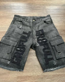 GO-STONE Y2K Fashion New Oversize Embroidery Loose Denim Shorts Men Gothic Punk Hip Hop Fashion Casual Joker Couple Basketball Pants