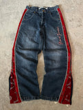 GO-STONE Y2K High Street Red Letter Embroidered Baggy Jeans Women Gothic American New Straight Pants Fashion Street Retro Wide-leg Pants