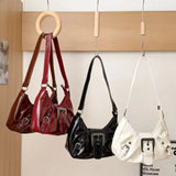 GO-STONE Y2K Retro Pleated Hobo Shoulder Bag for Women Hot Selling Maillard Style Underarm Bag Clutch Handbags for Travel Work Shopping